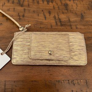 NEW HOBO Amaze Card Case Wallet Golden Taupe